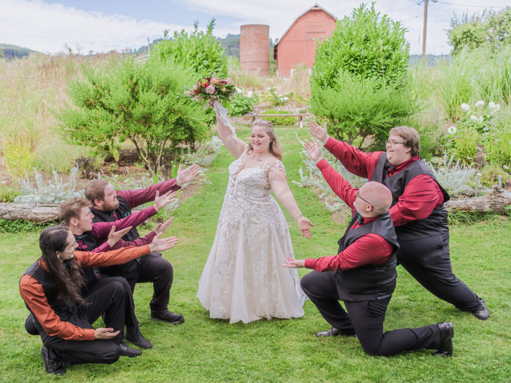 Filoli Gardens wedding - bride with groomsmen by 4Karma Studio 