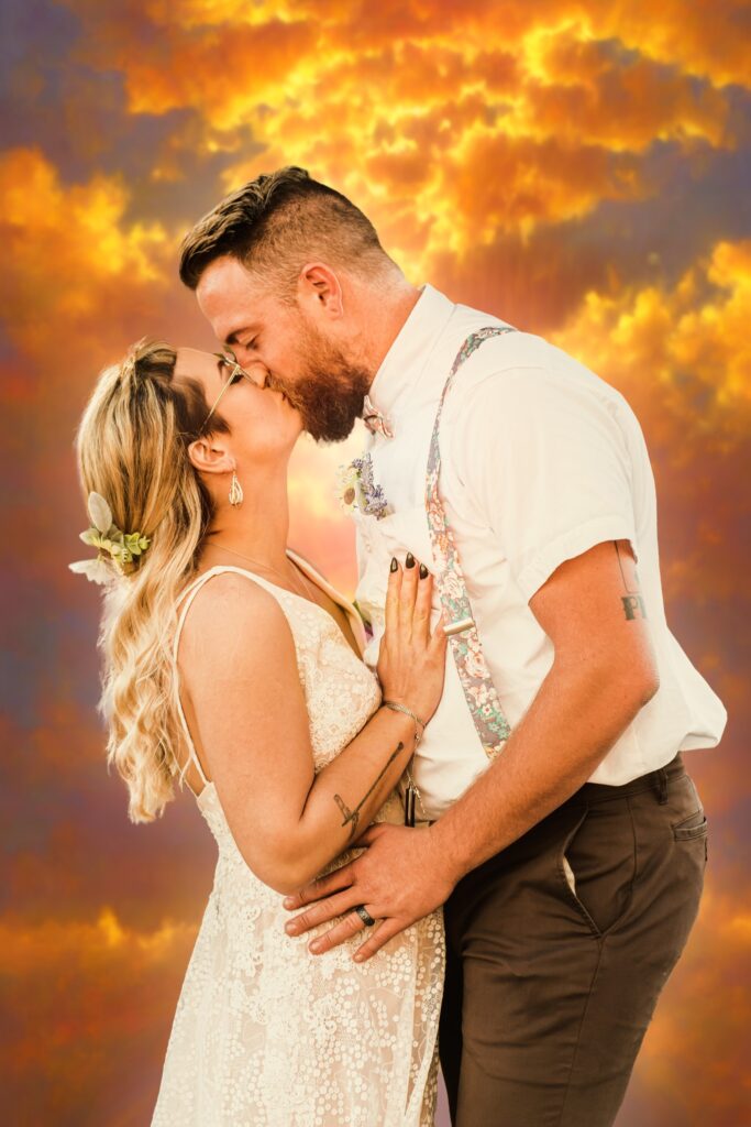 Romantic portrait of bride and groom at the sunset Signature Photo by 4Karma Studio