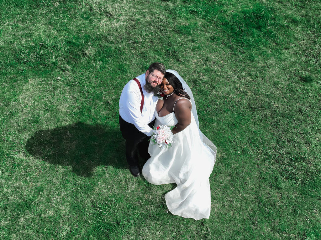 Aerial photo of Bride a Groom - 4Karma Studio wedding videographer in Bay Area