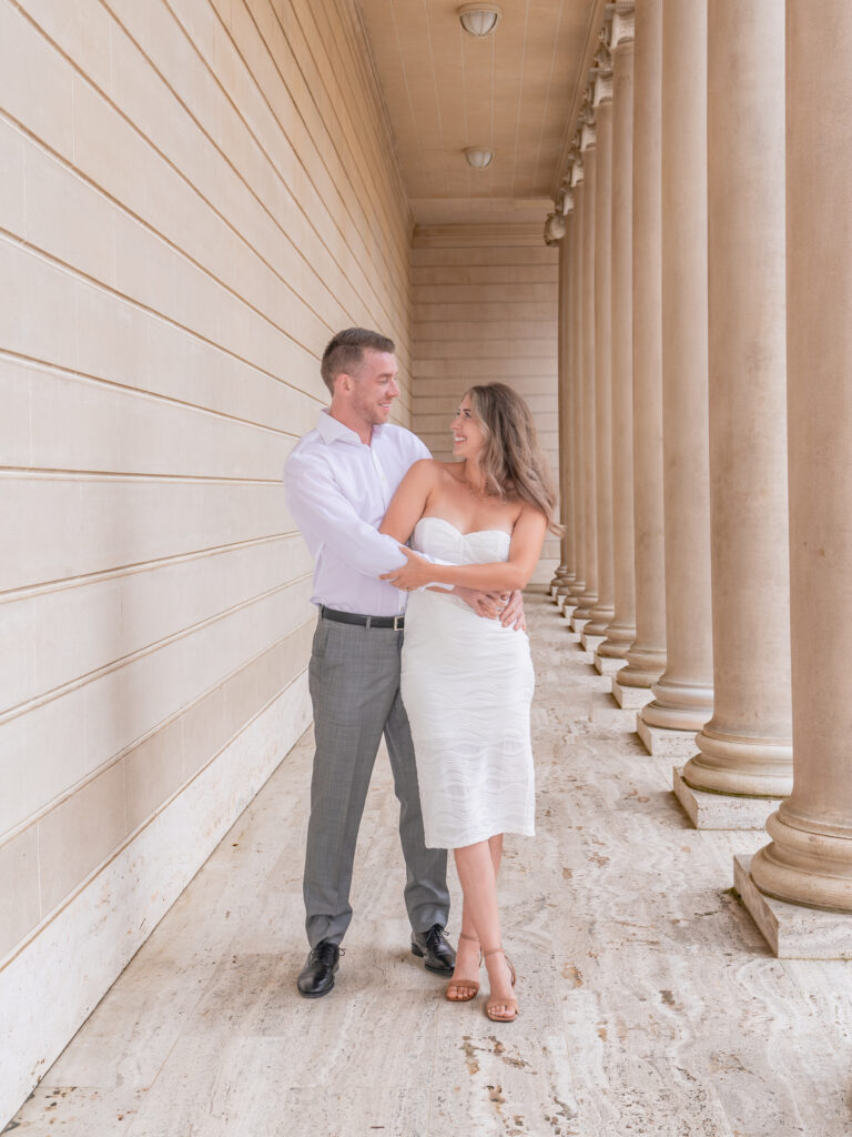 Romantic moment during Engagement photos at the Legion of Honor San Francisco