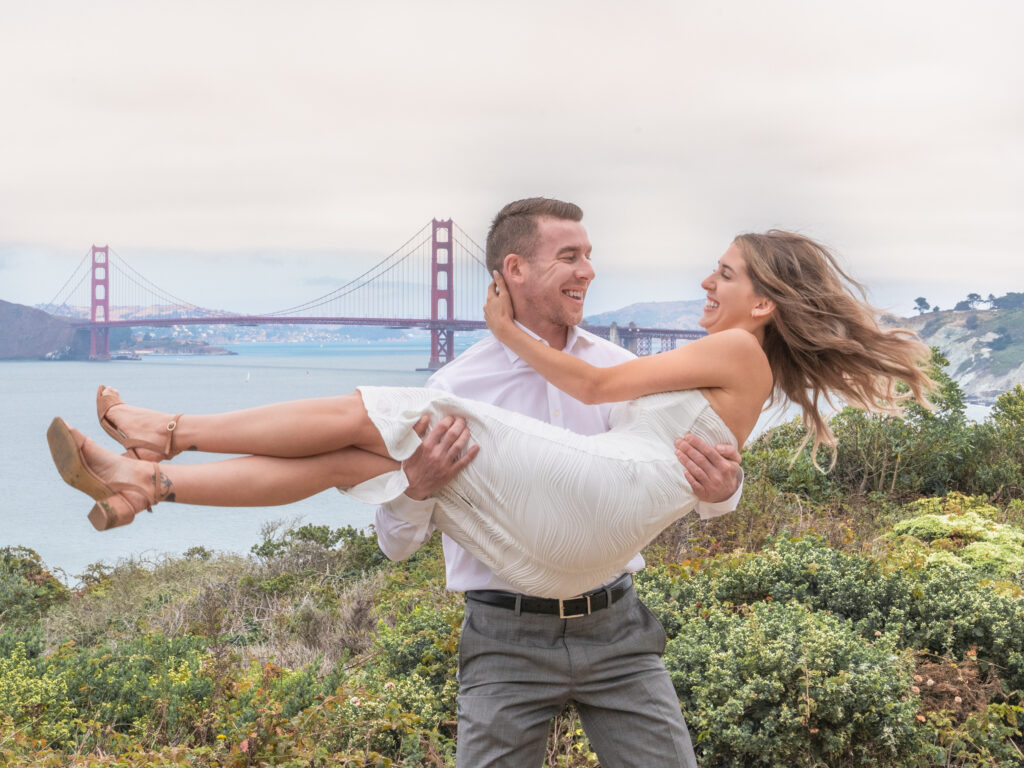 Candid photo during engagement photo in San Francisco 